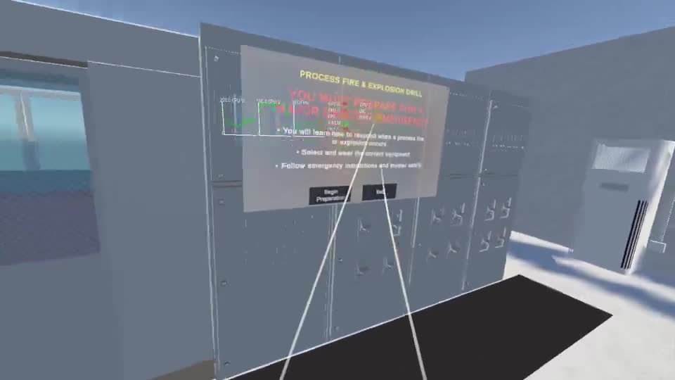 Oil Rig VR fire and explosion drill training scene