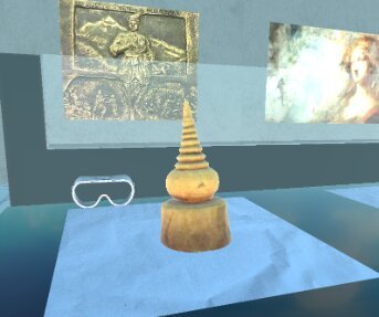 Golden stupa artifact scanned in VR