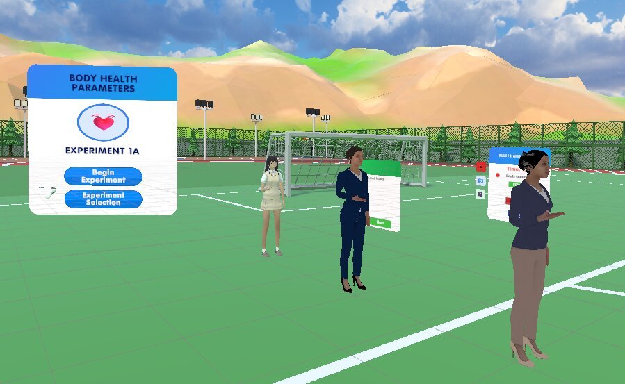SciLab-VR body health parameters experiment selection screen